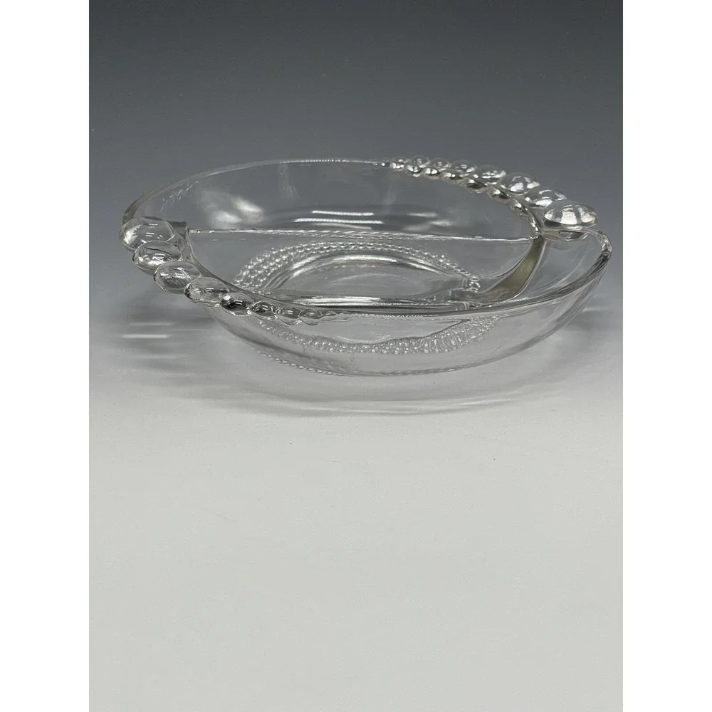 Vintage Duncan & Miller Teardrop Divided Relish Candy Dish Clear Glass Nut Mints